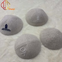 Op maat gemaakte Yihaoyi logo-geprägte, ademende, milieuvriendelijke linnen kippa, Joodse yarmulke, Bar Mitzvah, bruiloft, Joods cadeau, hoed