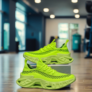 Chaussures de course légères et respirantes pour hommes, tendance mode, tissu tricoté, semelles antidérapantes en PVC, durables, grandes tailles, pour le jogging et les loisirs - Product Image 4