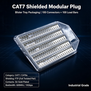 Connecteur RJ45 blindé FTP CAT7 plaqué or 3U 8P8C avec barre de charge en queue d'aronde, plateau blister de 100 pièces pour CAT7 CAT6A - Product Image 3