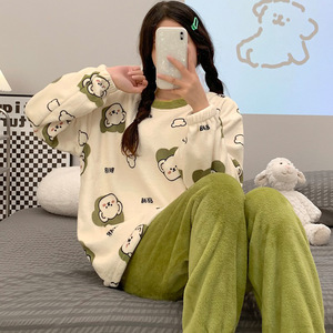 <span class=keywords><strong>Pigiama</strong></span> Invernale Caldo da <span class=keywords><strong>Donna</strong></span> in Pile, Set <span class=keywords><strong>Pigiama</strong></span> in Pile Spesso di Flanella Felpato per l'Inverno - Product Image 3