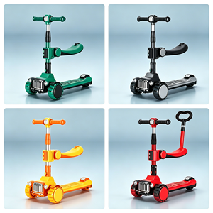 Trottinette Enfant Pliable 3-en-1 <span class=keywords><strong>avec</strong></span> Siège, Poignée de Poussée, Roues Lumineuses et Hauteur Réglable – Offre Spéciale - Product Image 4