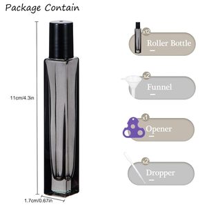 Flacon de parfum en verre noir fin carré format poche 10 ml avec couvercle noir, impression sérigraphique, logo personnalisable, échantillon disponible - Product Image 2