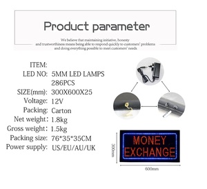 <span class=keywords><strong>Porta</strong></span> della banca che appende il cartellone interno a <span class=keywords><strong>LED</strong></span> aperto, 12*24 pollici ha condotto il segno di cambio valuta, la luce decorativa della parete del segno della finestra - Product Image 4