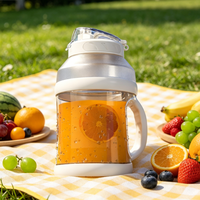 Mixeur-presse-agrumes électrique portable 2L en acier inoxydable, rechargeable par USB, double fonction, base de moteur détachable, idéal pour la maison et l'extérieur