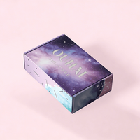 Boîte en carton ondulé sur mesure pour ensembles de produits de soin et de beauté, personnalisation, emballage violet avec impression galaxie