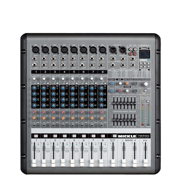 PMR1260-S Professional 12-Channel DSP Processor 4-Band Graphic EQ Bluetooth/USB Connectivity Metal Construction for Stage Home