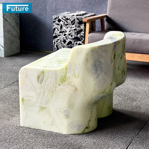 Meubles de luxe au design moderne 100% tabouret en marbre vert clair fabriqué en pierre naturelle pour salon salle à manger hôtel café - Product Image 1