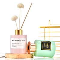 Diffuseur de parfum d'ambiance en verre rond vide de 150 ml et 200 ml avec bouchon à vis doré pour la décoration intérieure