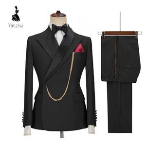 <span class=keywords><strong>Traje</strong></span> de Negocios de Dos Piezas <span class=keywords><strong>con</strong></span> Botón Lateral YZ para Hombre, Blazer y Pantalones a Juego, Atuendo Formal para Bodas, Novios y Banquetes - Product Image 2