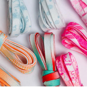 WEGOODZF tali sepatu cetakan pewarna dasi warna kustom tali sepatu poliester datar multiwarna untuk sepatu kets dan sepatu kasual - Product Image 5