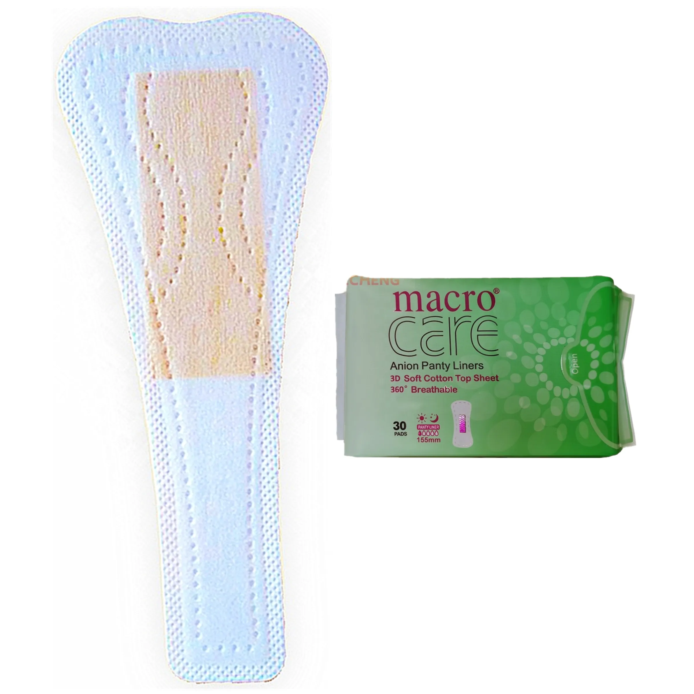 Macrocare anione panty liners per le donne morbido anione assorbenti igienici, panty liners usa e getta