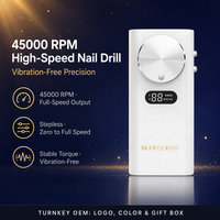 Ponceuse à ongles professionnelle OEM 45000 tr/min avec écran LCD 4-en-1, pièce à main à verrouillage rapide, double batterie 1200 mAh et 8 kits de manucure pour importateurs