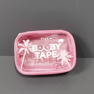 Grande trousse de toilette rose en PVC avec logo personnalisé, étanche, pour demoiselles d'honneur, sacs de maquillage à fermeture éclair, étui cosmétique - Product Image 1