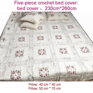 Juego de Ropa de Cama Bordada a Mano con Cinta, 5 Piezas, Tamaño King y Queen, Colcha, Cubrecama, Patchwork, Encaje, Hueco, Sábanas para el Hogar - Product Image 5