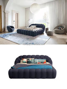 Lit de sol français en tissu crème pour chambre de fille, chambre principale, style simple et moderne, lit à bulles <span class=keywords><strong>Netflix</strong></span> - Product Image 3