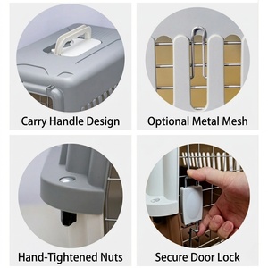 <span class=keywords><strong>Cage</strong></span> de <span class=keywords><strong>transport</strong></span> pour animaux de compagnie en plastique PP empilable gris CA565 avec roues, porte en métal, approuvée par les compagnies aériennes, conforme à la norme IATA, pour chiens et chats - Product Image 3