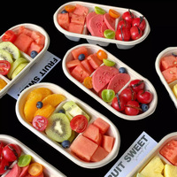 Boîte à emporter transparente à trois compartiments, épaissie, pour mini-gâteaux, avec cuillère, idéale pour le thé de l'après-midi, les desserts et les yaourts froids.