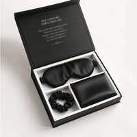 Ensemble 100% pure soie de mûrier, taie d'oreiller et masque de nuit en soie brodée sur mesure, et chouchou en soie.