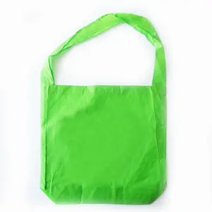 Long Handle Reusable Eco Foldable Promotion Shopper Bag Grocery Folding Shopping Tote Bag With Drawstring Pouch