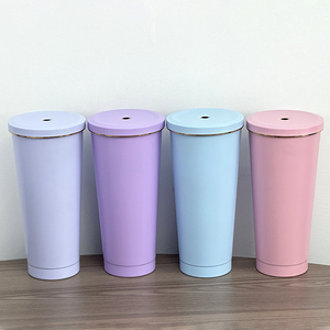 แก้วกาแฟแบบพกพาสแตนเลสขนาด 25 ออนซ์ ดีไซน์ทันสมัย พร้อมหลอดทอง สำหรับเครื่องดื่มร้อนและเย็น แก้วเก็บความร้อนแบบใช้ซ้ำได้ - Product Image 2