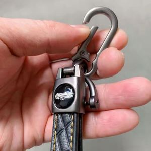 China Wholesale Sublimation Custom Engraving logo Business Metal Leather Car Keychain - Product Image 5