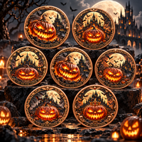 Pièce de monnaie d'imitation en cuivre pur 999 de 1 oz, électroplaquée, série Halloween, citrouille souriante, relief 3D, couleur UV, artisanat métallique