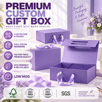 Boîte pliante en papier magnétique de luxe de couleur violette avec logo personnalisé, boîte rigide en carton pliable pour robe de mariée ou vin