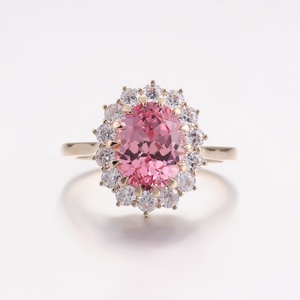 แหวนทองคำแท้ 18K 14K 10K สีเหลืองทอง ประดับพลอยรูปไข่สีชมพู ได้รับการรับรองจาก GRC สำหรับงานหมั้น เครื่องประดับชั้นสูง สำหรับงานปาร์ตี้ สำหรับผู้หญิง - Product Image 3