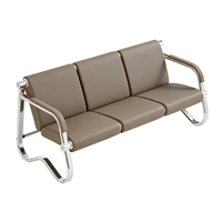 Banc de salle d'attente d'aéroport en cuir vert pas cher, 3 places, canapé d'attente pour salon, banc de salle d'attente pour clients