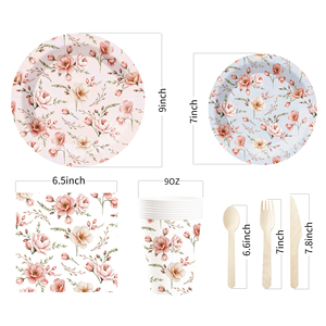 DAMAI 2025 Nuevo Diseño de Artículos para Fiestas con Temática Floral, con Platos de Papel Desechables, Servilletas y Juego de Vajilla para Fiestas de Té - Product Image 3