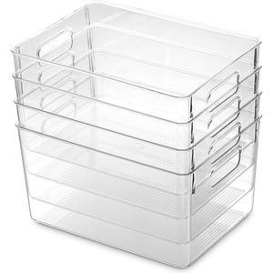 Organizador de <span class=keywords><strong>despensa</strong></span> transparente, cesta de almacenamiento de alimentos, organizador de cocina, contenedor de nevera, 4 Uds. - Product Image 3