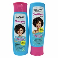 Ensemble Shampooing et Après-Shampooing KAOYO à la Noix de Coco et à l'Ananas, Hydratation Intense, Brillance Améliorée, Définition des Boucles, Soin Nourrissant pour Cheveux Bouclés, 325 ml