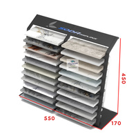 Présentoir vertical en métal à double rangée personnalisable pour carrelage, présentoir en pierre dans les salles d'exposition des magasins de carrelage