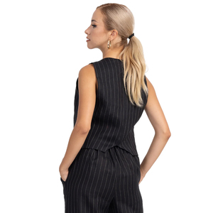 Conjunto de <span class=keywords><strong>Chaleco</strong></span> y Pantalón de Traje para <span class=keywords><strong>Mujer</strong></span> con Rayas Diplomáticas, Hecho a Medida, Estilo Formal para Oficina, <span class=keywords><strong>Chaleco</strong></span> Casual de Negocios - Product Image 3