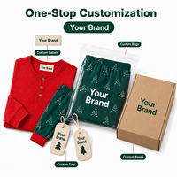 Ensemble de pyjamas de Noël personnalisés rouge et vert à motif Henley pour toute la famille, en polyester, pour hommes, femmes et enfants, livraison directe, POD, MOQ 1 pièce
