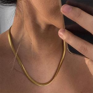 Commercio all'ingrosso Hip Hop 3mm 4mm 5mm catena serpente piatto donna collana a strati placcati in oro collana a catena serpente in acciaio inossidabile serpente rotondo - Product Image 6