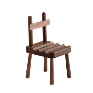 Wooden Phone Stand <b>Mini</b> Chair Adjustable <b>Desk</b> Holder Beech Wood Natural Color - Product Image 5