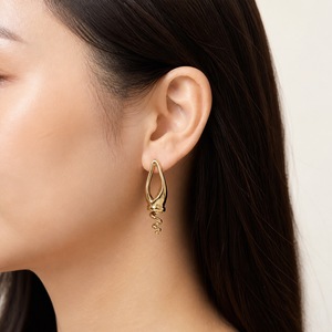 Pendientes Espiral de Lágrima Abiertos de Acero Inoxidable con Baño de Oro de 14K al Vacío, Joyería Escultural Colgante - Product Image 4