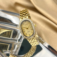 Nouvelle montre de luxe pour femme la plus vendue - Mouvement à quartz Seiko, cadran ovale incrusté de diamants, élégance de marque pour les occasions formelles et le quotidien
