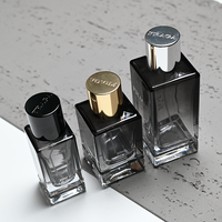 Flacon de parfum vide de luxe personnalisé de 30 ml, 50 ml, 100 ml, avec bouchon magnétique noir, argenté ou doré, en verre, avec boîte cadeau