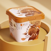 Conteneur de crème glacée 1L avec couvercle, boîte en plastique avec verrou de sécurité, impression IML, pour produits surgelés -18°C, fournisseur d'emballages alimentaires.