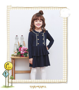 Ropa Infantil al por Mayor, Vestido Tipo Frock de Manga Larga con Cuello con Volantes para Niñas, Estilo Preppy, de Fabricante Chino - Product Image 1