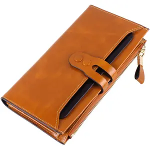 RFID Blocking Large Capacity Ladies Wallet Long Clutch Card Holder Genuine Leather Luxury Wallet For Women
