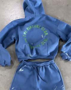 Conjunto de ropa informal de otoño para hombre, Jersey de algodón pesado personalizable, pantalones cortos con capucha, venta al por mayor - Product Image 2