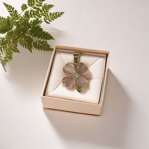 Flower Pendant Copper Alloy Zircon Inlaid Claw Setting Themed <b>Necklace</b> Charm - Product Image 4