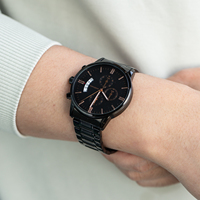 AMOVAN Dernière Montre Homme Tendance à Quartz avec Calendrier, Boîtier en Alliage, Bracelet en Acier et Cuir 22mm, Chronographe à Aiguilles, Montre-Bracelet Décontractée et Habillée