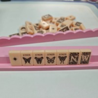 Tuiles de Mahjong en Acrylique Style Classique Moderne Peony - Durables, Portables, Résistantes à l'Eau, Écologiques, Ensemble Familial de 4 Pièces