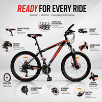 Vélo de montagne unisexe en acier au carbone 26/27,5/29 pouces, 21/24/27 vitesses, VTT, vélo de descente, fabriqué en Chine, vente en gros