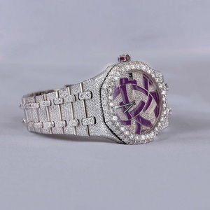 Montre Bling à la mode Lab Diamond VVS Moissanite Fancy Montres faites à la main pour hommes Stock de montres à portée de main en provenance d'Inde - Product Image 3