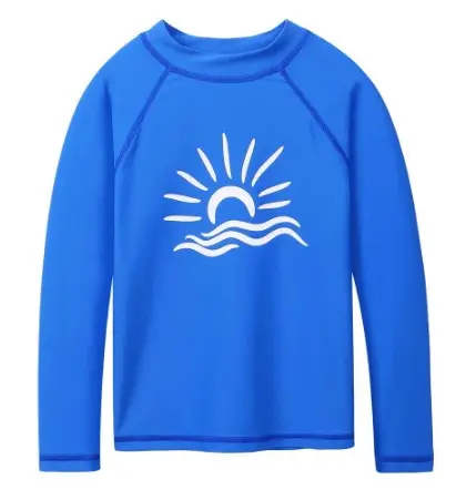 أطفال الملكي الأزرق قميص مطبوع ملابس السباحة مخصص بنين UPF50 + الحماية من الشمس هاواي طفح الحرس